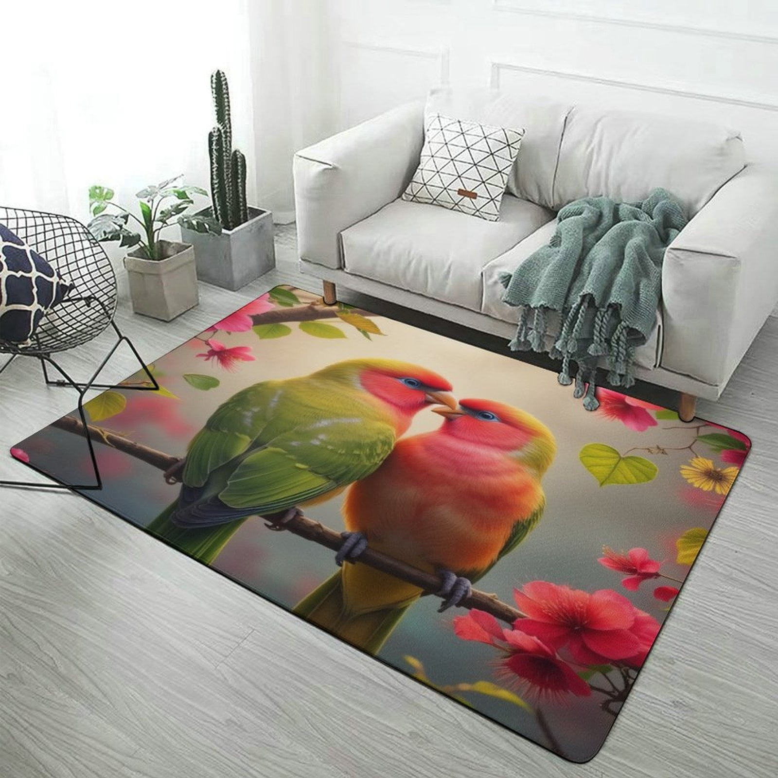 Colorful Birds in Bloom Carpet Rug for Home Living Room Bedroom Sofa ...