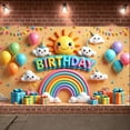 thumbnail image 1 of Colorful Birthday Banner Cartoon Party Display Rainbow Design Balloon Decorated Happy Backdrop for Kids Birthday Party Children Celebration Indoor Decoration, 1 of 9