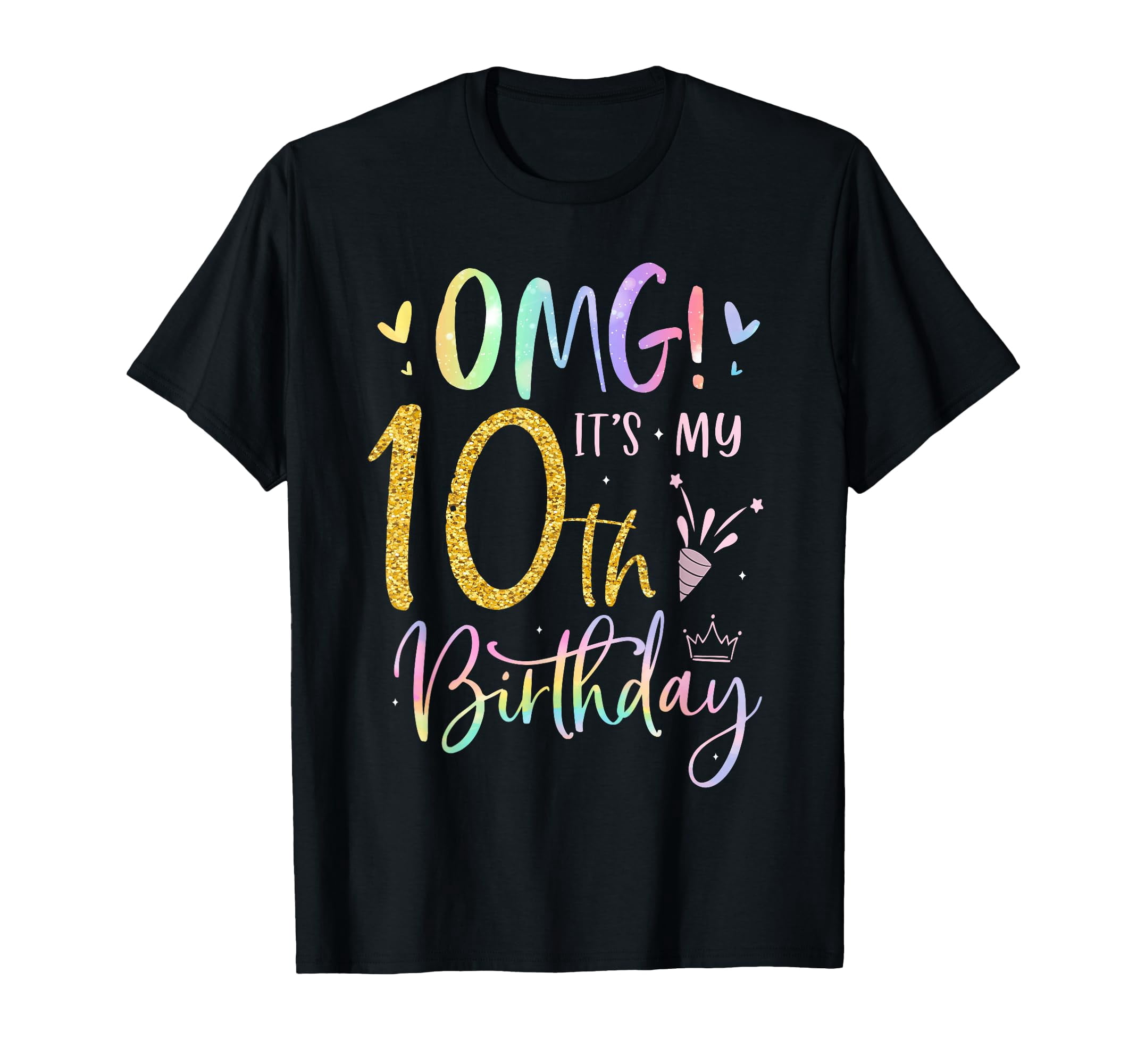 Colorful Birthday Celebration T-Shirt for 10th Birthday Party Fun ...