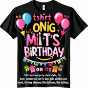 Colorful Birthday Party TShirt for Kids OMG It's My Sister's Birthday Design Cute Graphic Style with Balloons Gifts and Streamers Boys Girls Children's Tee Vector Clipart Set