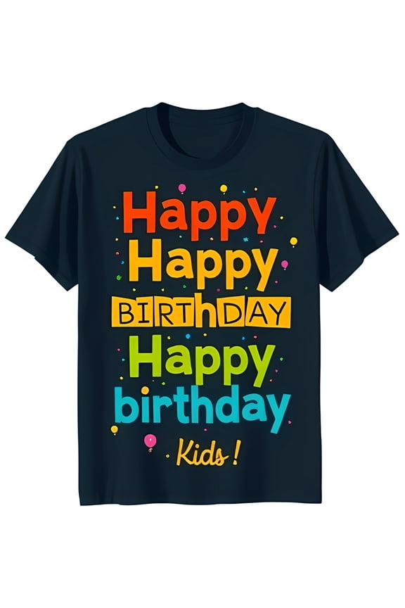 Colorful Birthday T-Shirt for Bold 'Happy Happy Birthday' Design