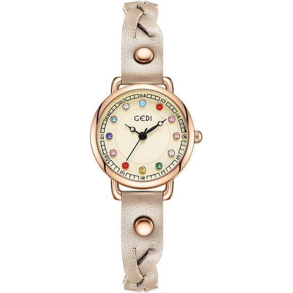 Colorful Birthstone Women's Watches Braided Strap Exquisite Compact Women's Watches 30M Waterproof Analog Watches for Females Students Ladies