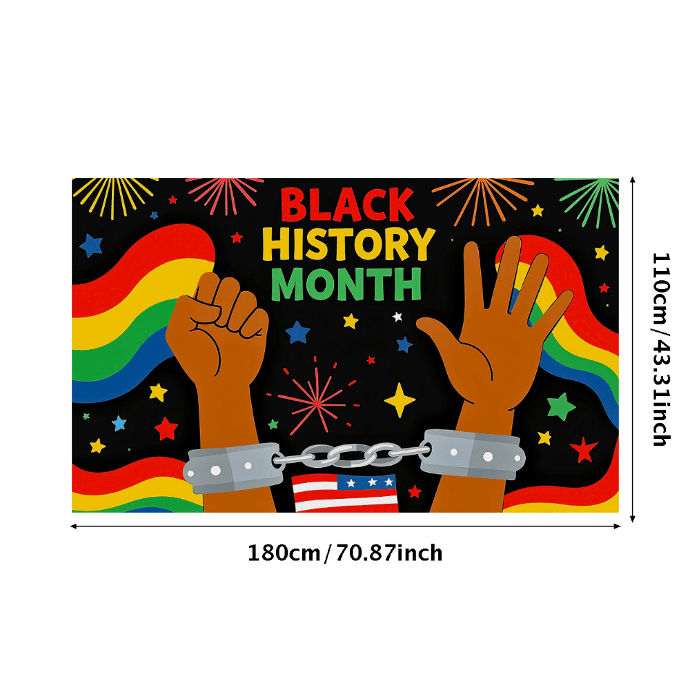 Colorful Black History Month Themed Banner with Raised Fist and Cuffed ...