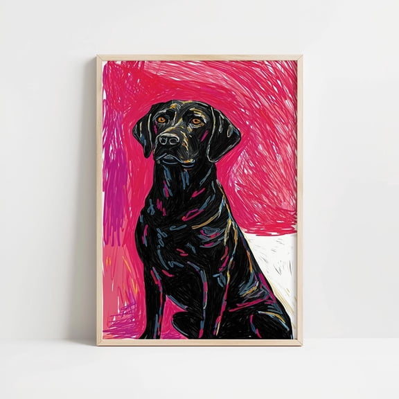 Colorful Black Labrador Pop Dog Portrait, Unframed Paper Print Size 8x12