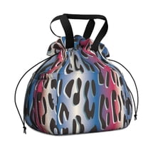 Colorful and Black Of Leopard Print Drawstring Lunch Bag Women - Drawstring Lunch Bag Insulated for Work Office - Stain-Resistant Large Lunchbags for Women with Multi-Pockets