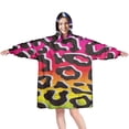 thumbnail image 1 of Colorful and Black Of Leopard Print Wearable Oversized Blanket,Wearable Blanket Hoodie for Adults,Cozy Hooded Blankets with Super Pockets,Super Warm Fuzzy Pullover for Women & Men, 1 of 6