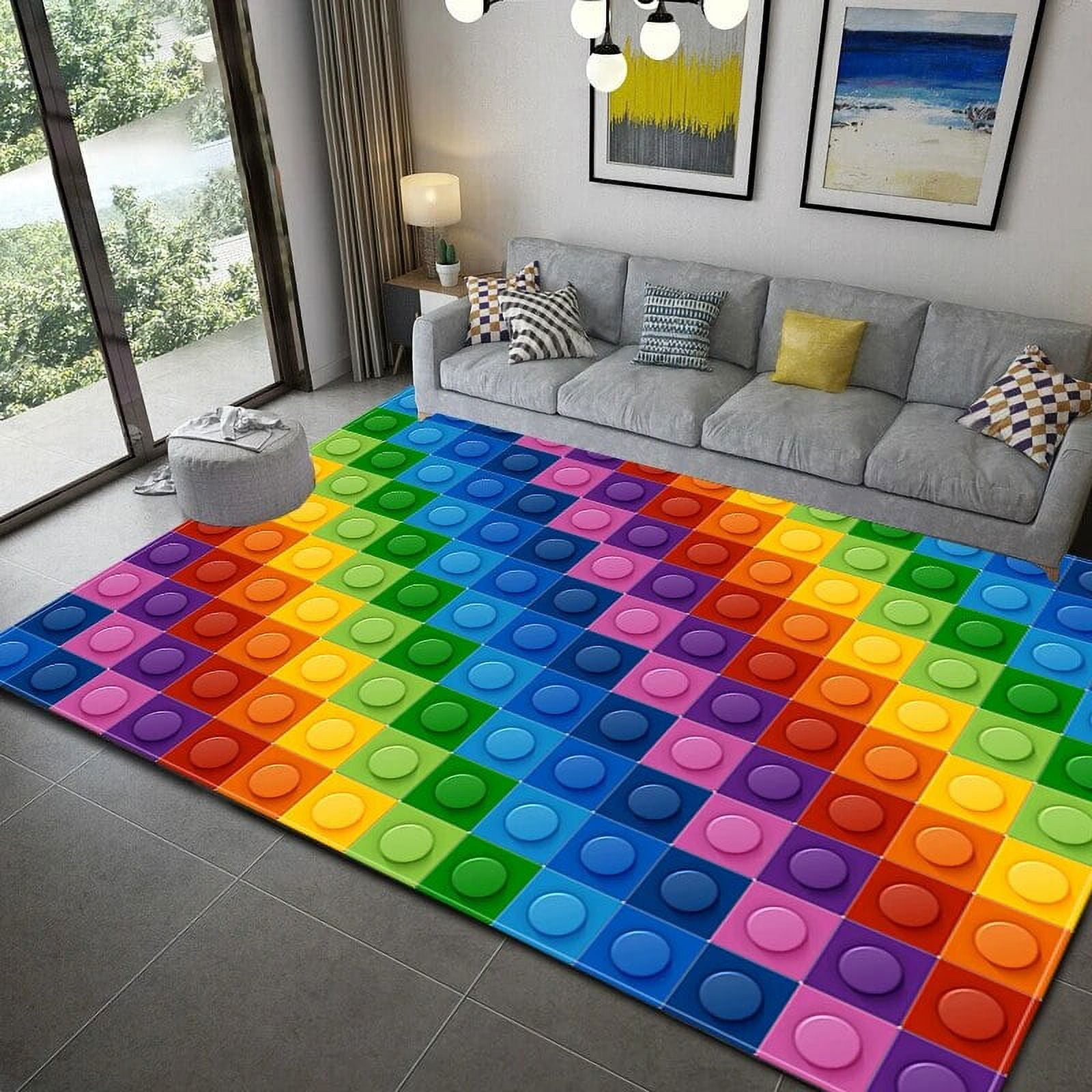 Colorful Block Geometric Printed Carpet Rug for Living Room Bedroom r Colorful Block Geometric Printed Carpet Rug for Living Room Bedroom r