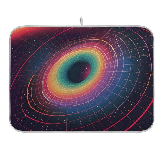 Colorful Block Swirl Dish Drying Mat 16x18 Absorbent Microfiber Draining Rack Pad for Kitchen Counter Sink