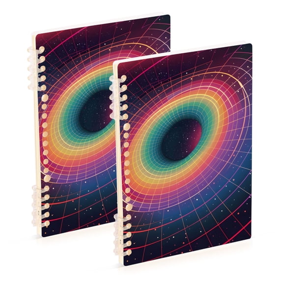 Colorful Block Swirl Notebooks 2 Pcs 1-subject Journal 60 Sheets A5 College Ruled Paper Detachable Ring 8.3"x5.7"