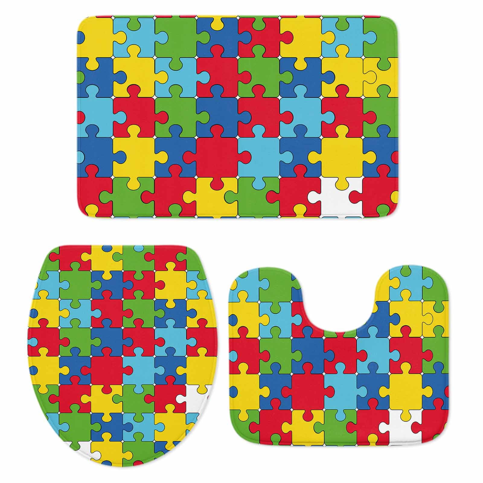 Colorful Blocks Bathroom Rugs Set Modern Abstract Art Non Slip ...