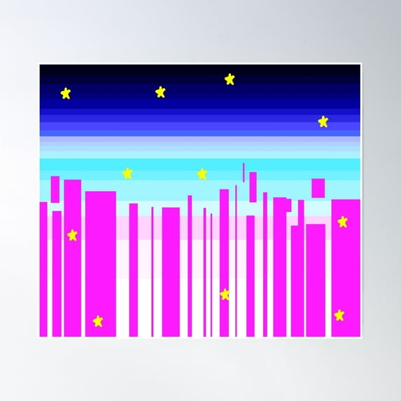 Colorful Blocky Gradient Night Sky Design Poster Wall Art, Modern Wall Decor, 24x36 UNFRAMED