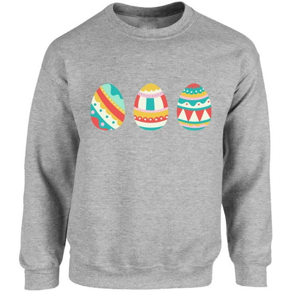 Colorful Blue Eggs Kids Easter Graphic Sweatshirt - Happy Easter Day Unisex Crewneck - Easter Party Sweater Gifts for Men and Women