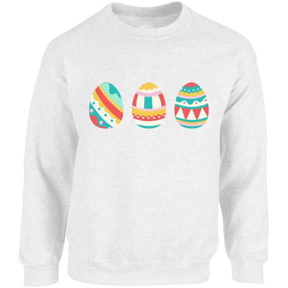 Colorful Blue Eggs Kids Easter Graphic Sweatshirt - Happy Easter Day Unisex Crewneck - Easter Party Sweater Gifts for Men and Women