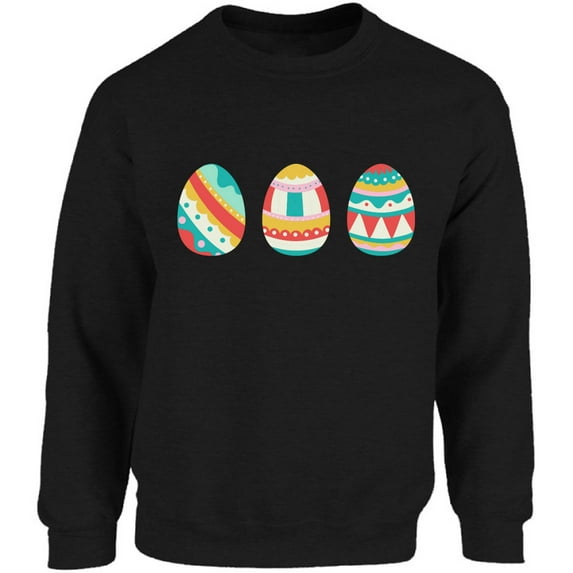 Colorful Blue Eggs Kids Easter Graphic Sweatshirt - Happy Easter Day Unisex Crewneck - Easter Party Sweater Gifts for Men and Women