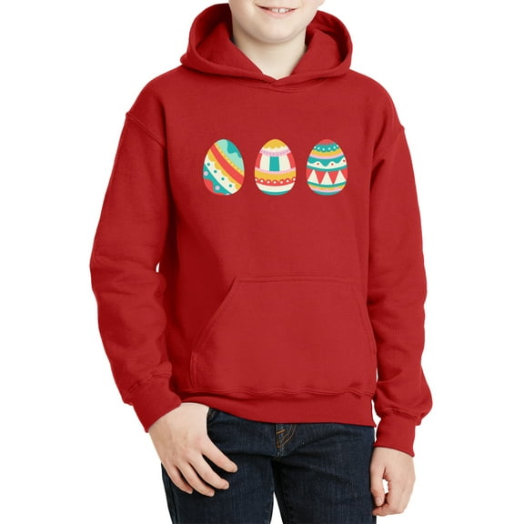 Colorful Blue Eggs Kids Easter Hooded Sweatshirt for Kids - Youth S M L XL - Christian Holiday Easter Hoodie for Boys for Girls