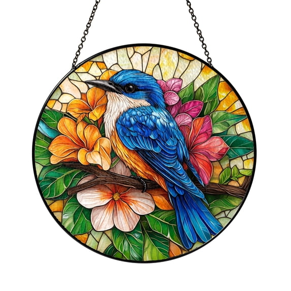 Colorful Blue Magpie Stained Glass Inspired Suncatcher, Bird Window ...