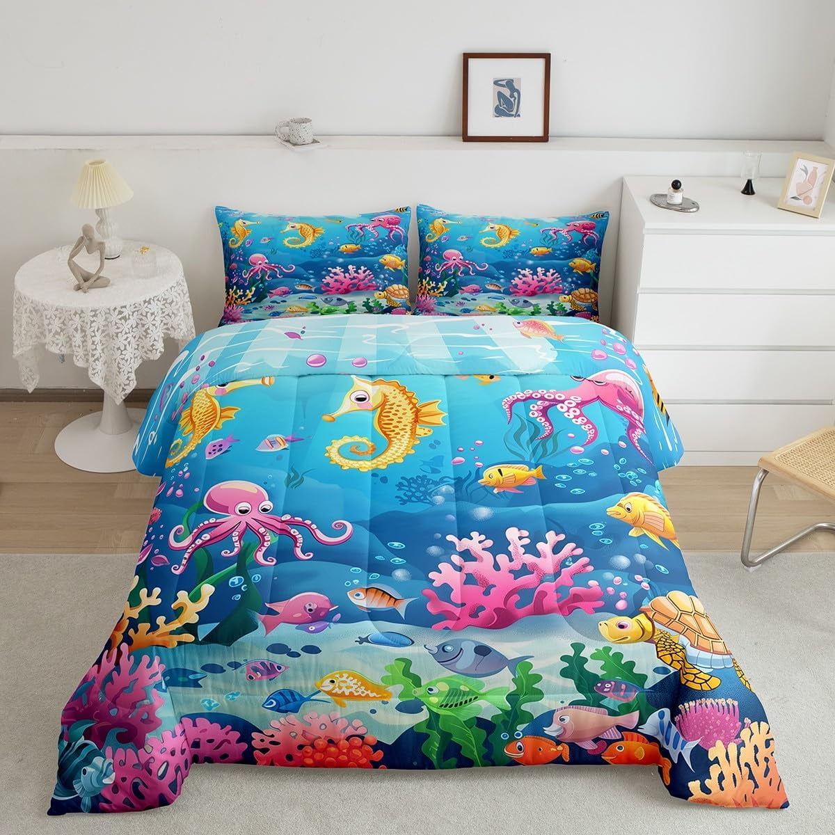 Datura Home 4-Piece Kids Bedding Set - Black Cat Print Twin Sheets & Pillowcases (Microfiber)