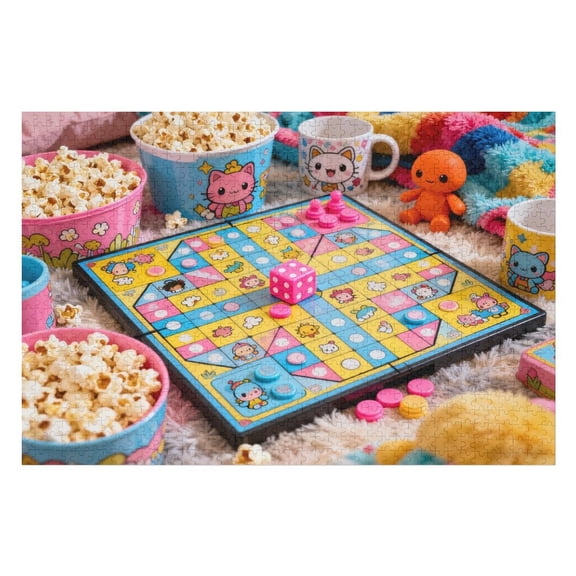 Colorful Board Game Scene 500 Pieces Puzzle for Adults, Indoor Mind-Relaxing Jigsaw, Challenging Family Game, Scenic Artwork, Decorative Home Puzzle, Finished Size 20.5x15 in