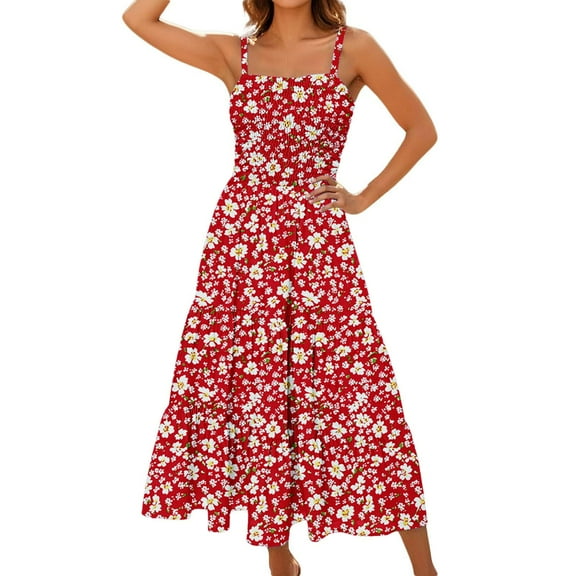 Colorful Boat Neck Spandex for Women Fall Summer Sleeveless Spaghetti Strap Graphic Midi Knee High Sexy Plain Dresses Womens 2025 Clothes Country Concert L