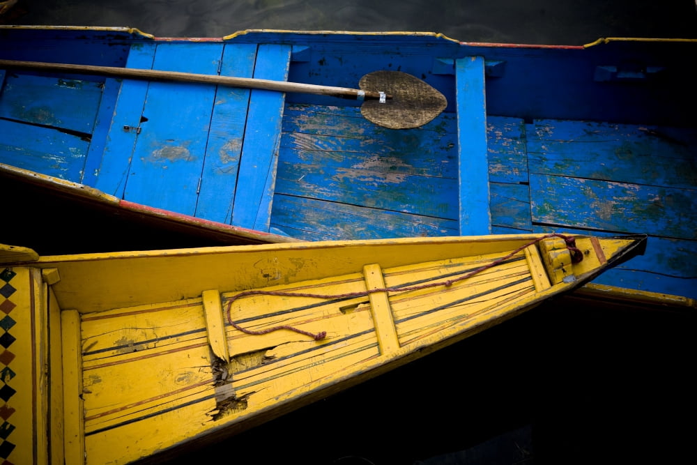 Colorful Boats Srinagar Dal Lake Kashmir India Canvas Art - David DuChemin Design Pics (38 x 24)