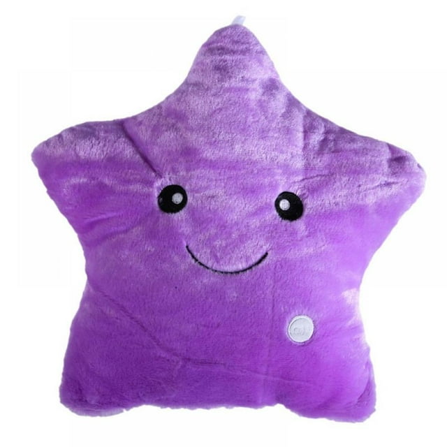 Colorful Body Pillow Star Glow LED Luminous Light Pillow Cushion Soft Relax Gift Smile Body Pillows,Purple,16*14inch