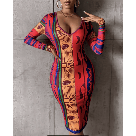 Colorful Bodycon Dress-Large