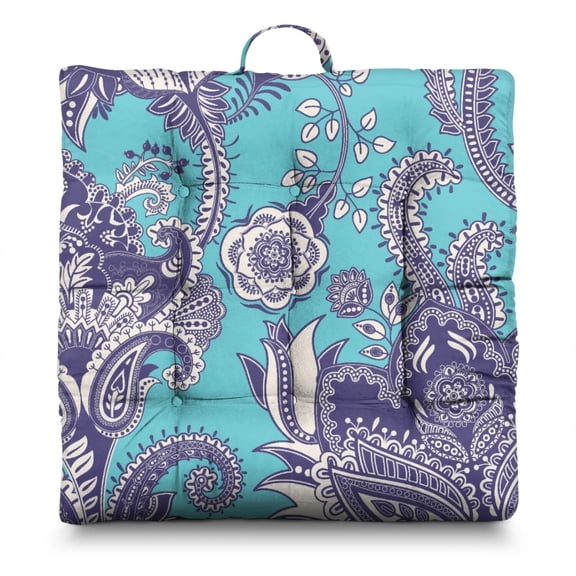 Colorful Bohemian Floor Cushion - Thick & Fluffy Yoga Meditation Pillow, Oversized 22x22 Inch for Cross-Legged Sitting