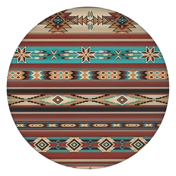 Colorful Bohemian Floral Table Cover with Elastic Border - Vibrant Round Tablecloth for Dining Patio - Fits 52-56 Inch