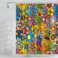 thumbnail image 1 of Colorful Bohemian Flowers Shower Curtain - Funky Retro Hippie 60s 70s Aesthetic, Washable Polyester Durable Fabric, Includes Hooks, 72x84 Inch, Perfect for Vintage-Inspired Bathrooms, 1 of 6