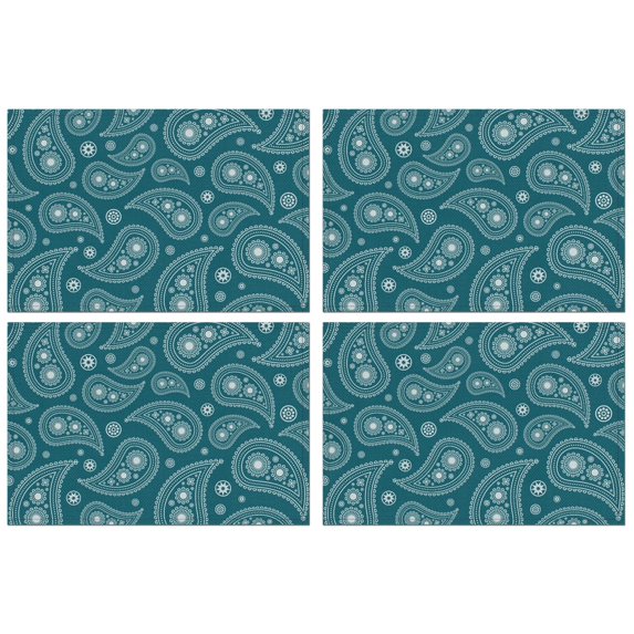 Colorful Bohemian Paisley Placemats Set of 4, Flax Heat Resistant Wrinkle Free Linen Table Mats with Vintage Floral Pattern and Artistic Chic Ethnic Decorative Design