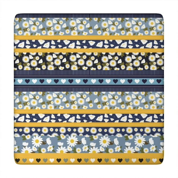 Colorful Bohemian Print Elastic Edge Table Cover, 34x34 Inch Square Tablecloth for Casual Dining, Patio, and Game Tables