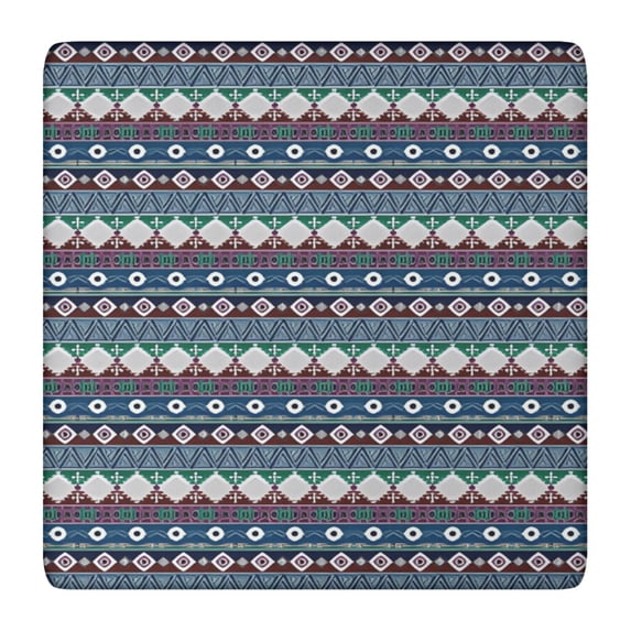 Colorful Bohemian Print Elastic Edge Table Cover, 36x36 Inch Square Tablecloth for Casual Dining, Patio, and Game Tables