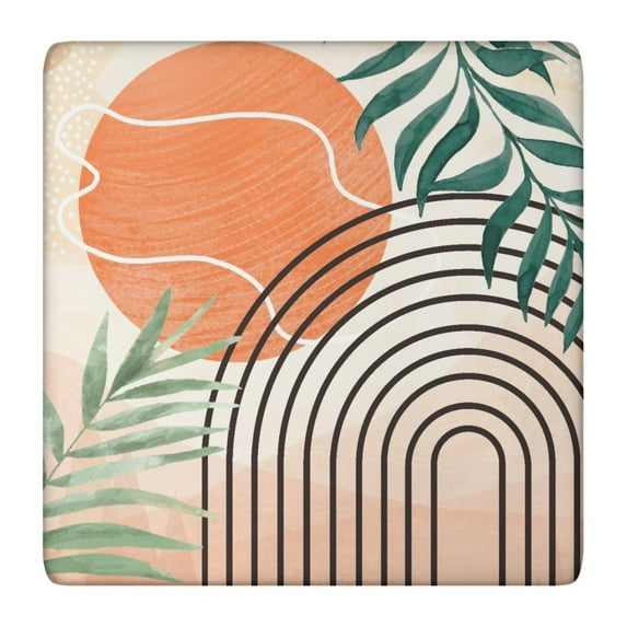 Colorful Bohemian Print Elastic Tablecloth with Fitted Hem for 36x36 Inch Tables Party Decor and Everyday Use