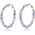thumbnail image 1 of Colorful Bohemian Shiny Glitter Sequins Round Hoop Earrings Wrapped Gold Plated Circle Statement Rhinestone Dangle Drop Earrings for Women Simple Jewelry, 1 of 2
