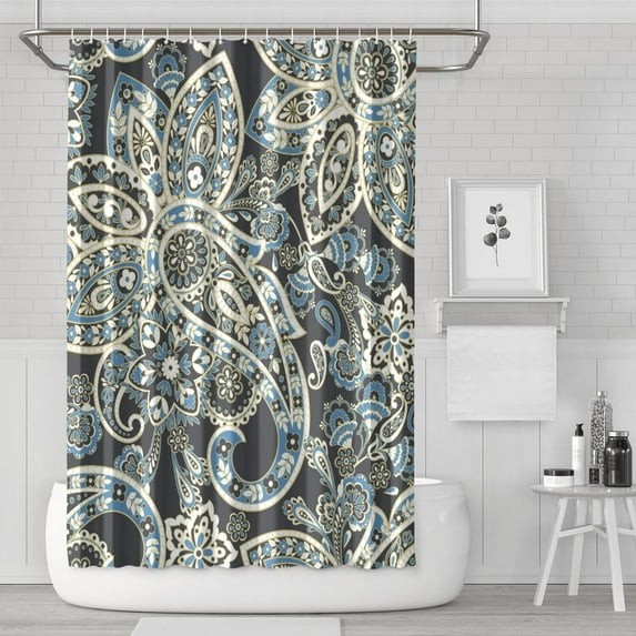 Colorful Bohemian Shower Curtain - Exotic Paisley Floral Pattern, Vintage Chic Bathroom Decor, 72x72 Inches