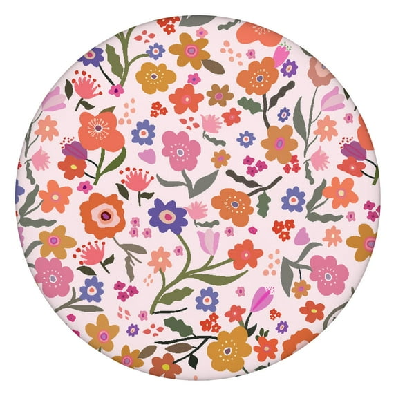 Colorful Bohemian Style Round Tablecloth - Elasticized Edge for 52 to 56 Inch Tables - Vibrant Table Cover for Party