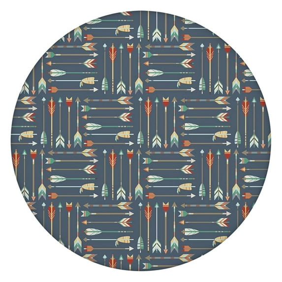 Colorful Bohemian Style Tablecloth with Elastic Border, for Round Tables 52-56 Inches, Floral Print Decor for Kitchen