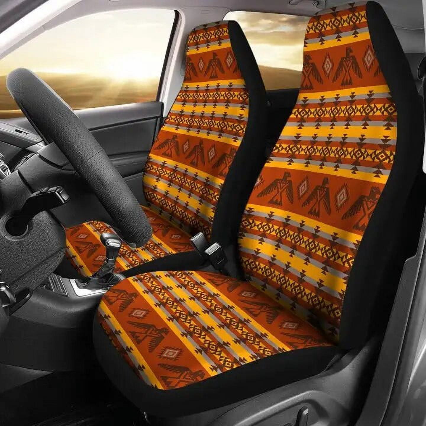 Colorful Boho Aztec Streaks Car Seat Covers Pack of 2 Universal Front