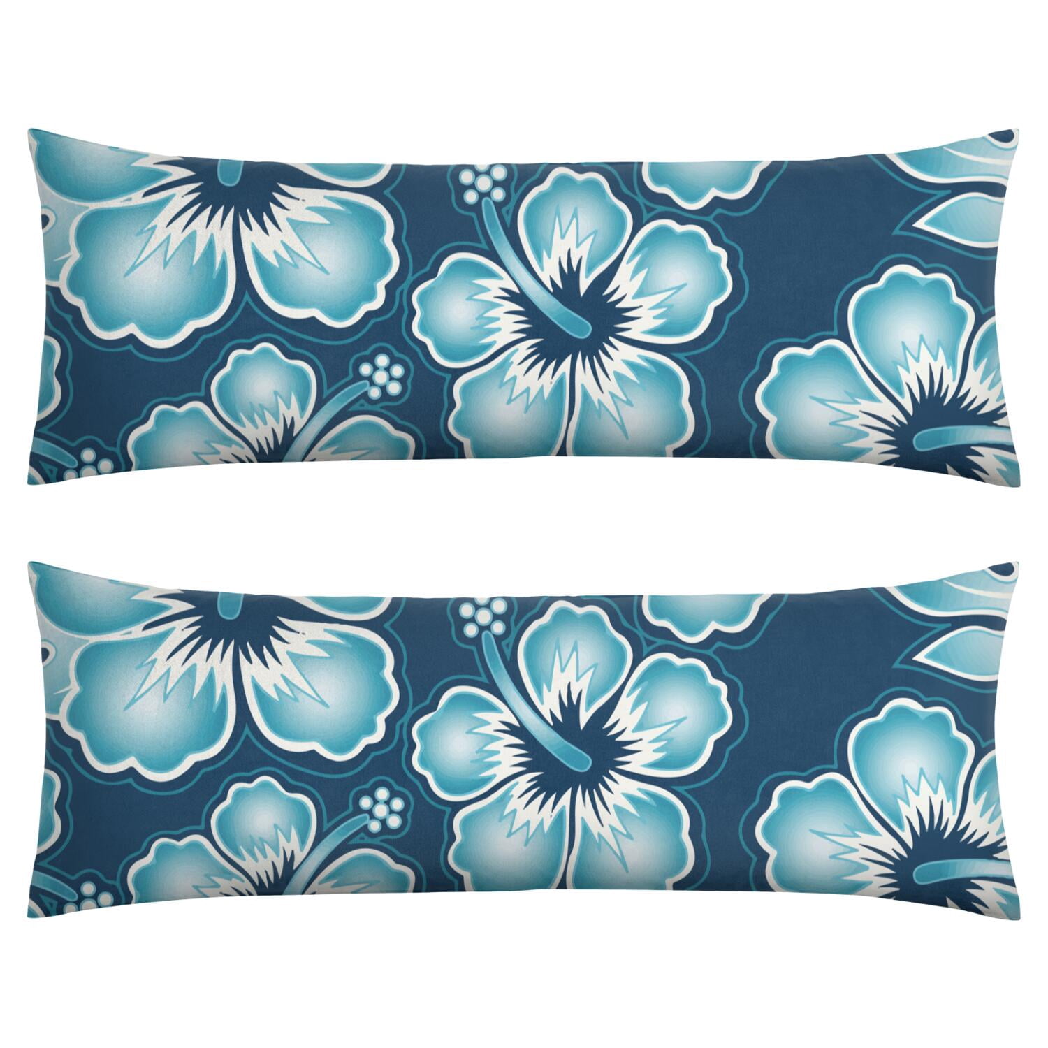 Colorful Boho Body Pillow Case 20x54 - Long Stretchy Pillow Cover with Hidden Zipper, Botanical Jungle Leaves Design, Easy to Maintain