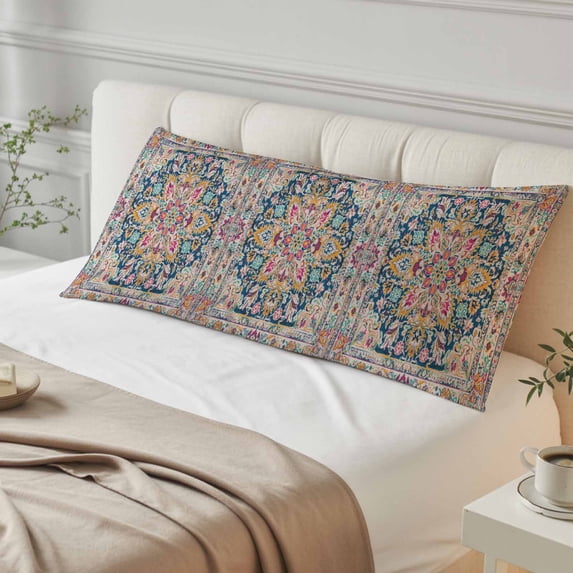 Colorful Boho Body Pillow Cover, Pillowcase Protectors with Zipper, Breathable Decorative Throw Pillow Case Cover, Ethnic Vintage Mexican Flowers Southwestern Pillow Shams for Couch Sofa 20x54Inch