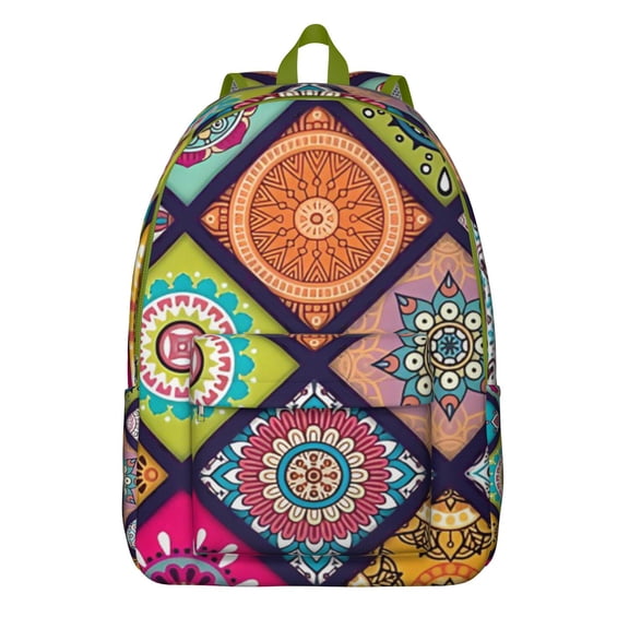Colorful Boho Chic Travel Backpack – Lightweight Ethnic Pattern Canvas Bag with Vintage Style for Students and Outdoor Enthusiasts