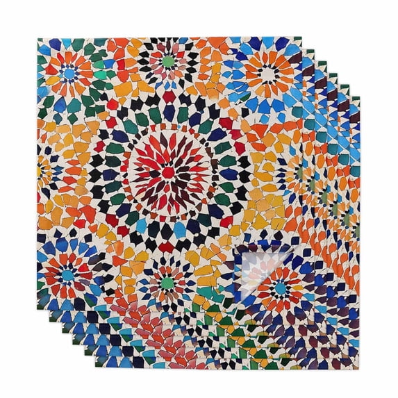 Colorful Boho Cloth Napkins, Watercolor Abstract Geometric Washable and Reusable Dinner Napkins Set of 6, Table Napkin for Kitchen Party Birthday Wedding Hotel Housewarming 20"x20"