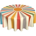 thumbnail image 1 of Colorful Boho Farmhouse Tablecloth Round 60 In Cream Vintage Sun Rainbow Stripes Rustic Bohemian Washable Wrinkle Stain-Resistant Table Cloth Polyester Table Cover for Kitchen Dinning Parties Holiday, 1 of 7
