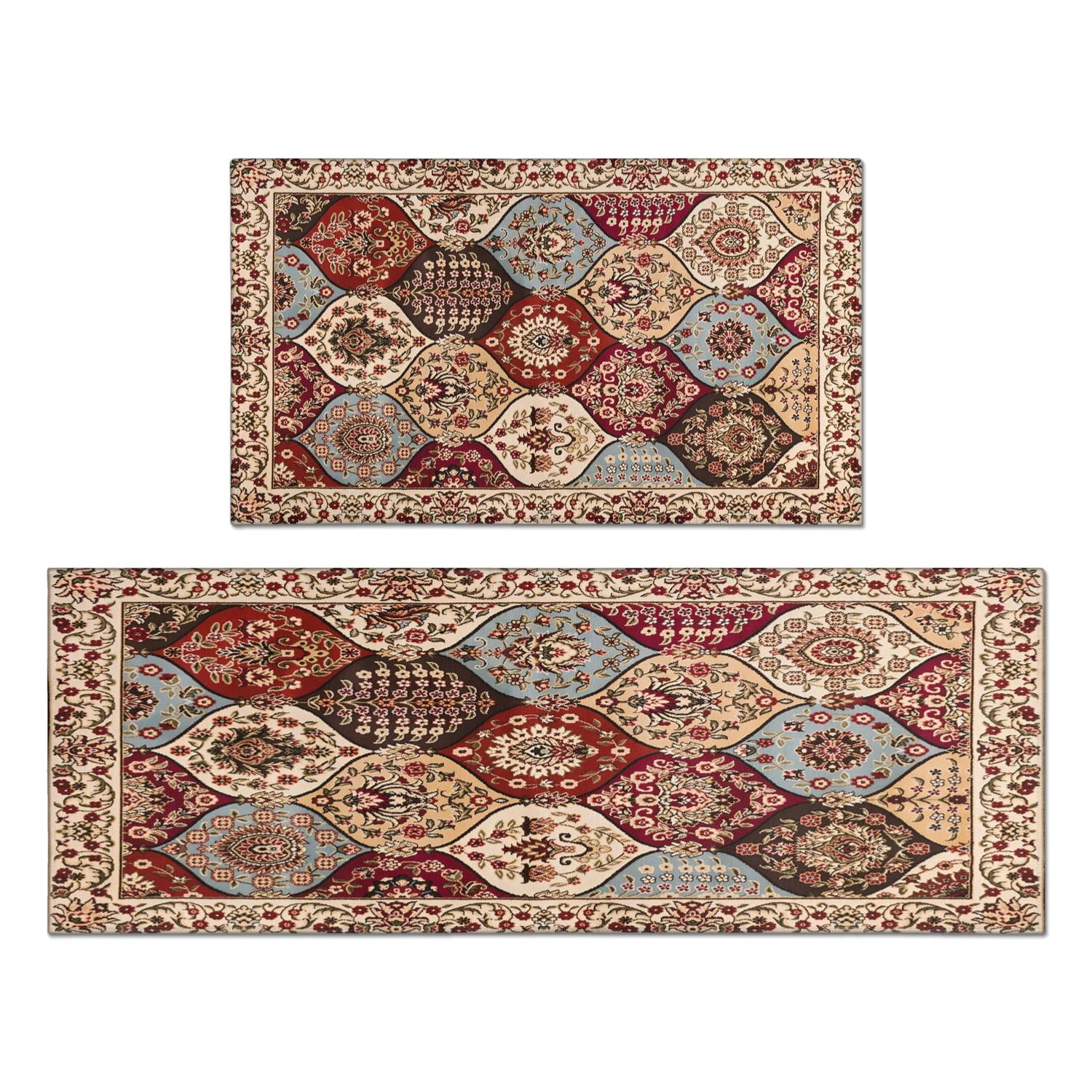 Colorful Boho Floral Anti-Fatigue Rugs - Non-Slip Absorbent Kitchen ...