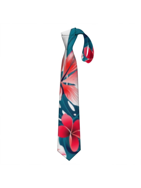 Colorful Boho Men's Necktie - Vibrant Hawaiian Hibiscus & Exotic Floral Wedding Tie Gift