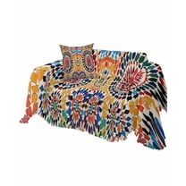 Colorful Boho Sofa Couch Covers for Dogs, Washable Sofa Throw Cover Single Slipcovers for Armchair with Tassels, Watercolor Abstract Geometric Couch Protector Towel Blanket M 71''x91''