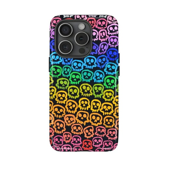 Colorful Bone Art Phone Case, Halloween Accessory Vibrant Cover, 17 16 15 14 13 12 11 Pro Max