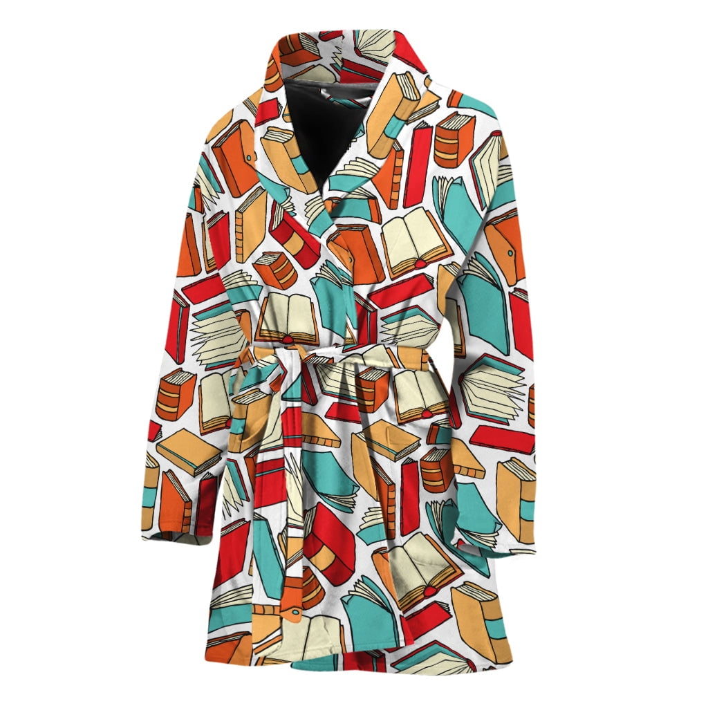 Colorful Books Pattern Women Bathrobe One Size Univeral Fits, Book ...