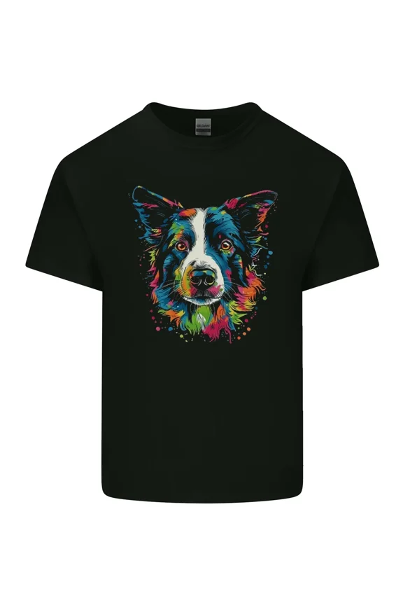 Colorful Border Collie Dog Playful Expression Graphic Unisex T-Shirt Y3173, Up to Size 5XL
