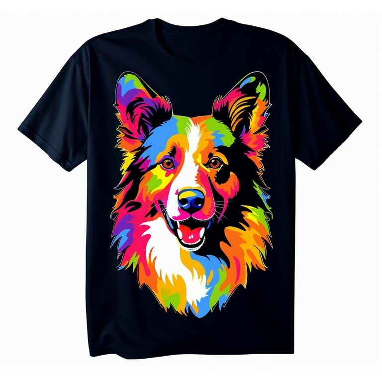 Colorful Border Collie T Shirt for Men Vibrant Rainbow Design Tee Gift Walmart